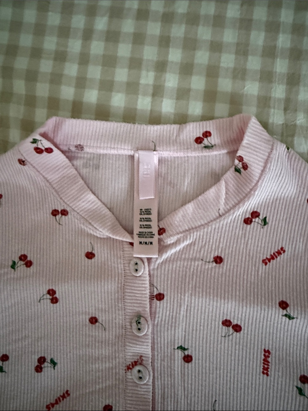 Skims Pink Cherry-Print Long Sleeve Pajama Set - Picture 3 of 7